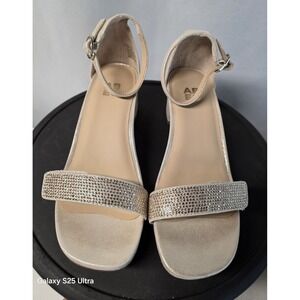 New ABEO Womens 7 Neut Avenue Strap Gold Sparkle Leather NYE Date Night Comfort